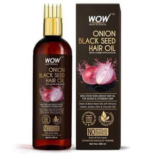 WOW Skin Science Onion Hair Oil for Hair Growth and Hair Fall Control - With Bla