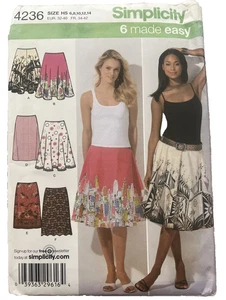 Simplicity Y2K Full Swing Skirt Sewing Pattern 3 Styles Size 6-14 Uncut - Picture 1 of 2