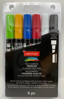 CRAFTSMART CRAFT SMART 6PC OIL BASED PAINT PENS CHISEL TIP (621359)