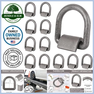 Paquete de 12 anillos en D de soldadura de alta resistencia de 1/2 pulgada de acero para remolques camiones carga pesada - Imagen 1 de 9