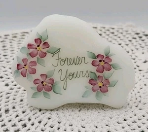 Fenton White Satin Flower Floral Glacier Iceberg Paperweight M Lemon - Picture 1 of 5