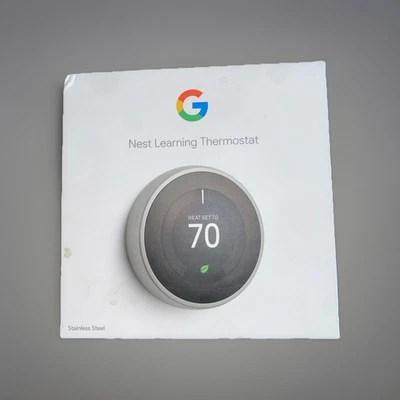 Google Nest Learning Thermostat - Stainless Steel - T3007ES Model: A0013 *L148 - Image 1 of 4