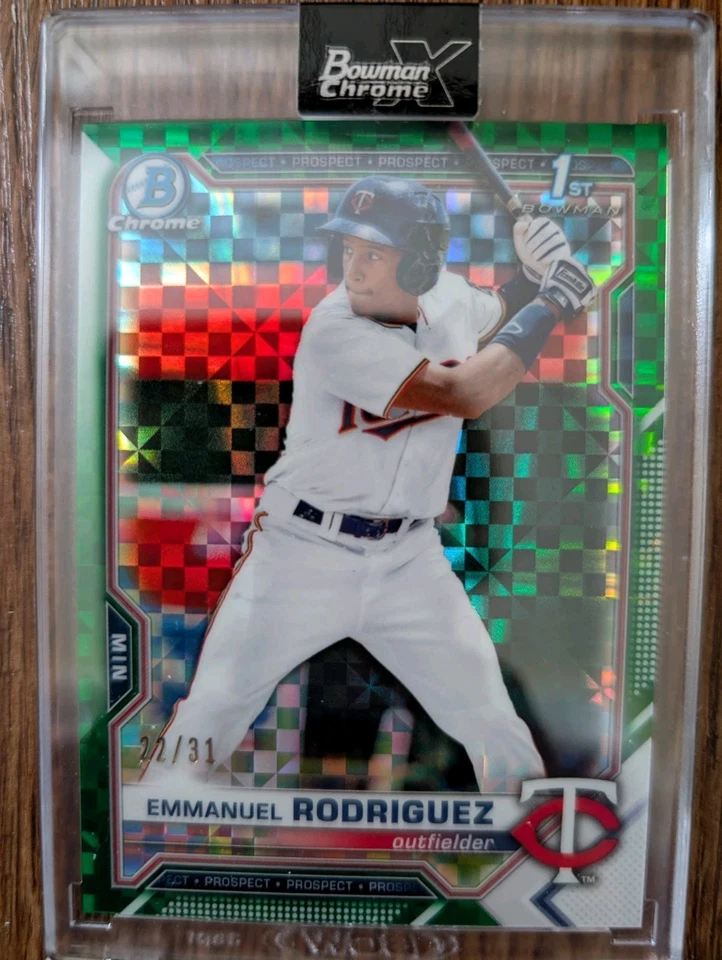 EMMANUEL RODRIGUEZ 2021 Bowman Chrome X BCP-207 Green X-Fractor 22/31 Card - Image 1 of 1