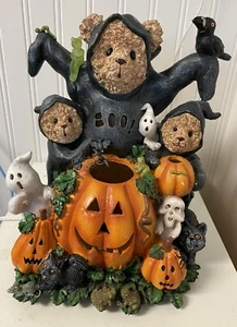 Halloween Resin Boo Bear Light Up Decoration Pumpkin Ghost Bear Crow 10" Lamp - Picture 1 of 11
