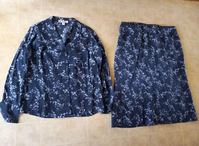 August Max Woman Plus Size Silk Blouse and Matching Skirt Outfit 1X Foto 1 de 4