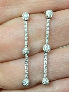 Beautiful 18kt White Gold Diamond .30ctw Dangle/Drop Earrings ~ 4.2 grams - Picture 1 of 4