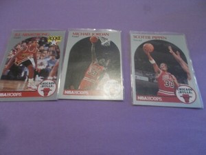 Michael Jordan B.J. Armstrong Scottie Pippen Chcago Bulls 1990 NBA Hoops Ex