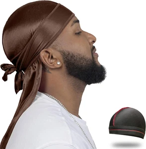 Silky Durag for Men Wave Cap Satin Dorag for Men Women 360 Wave - Picture 1 of 12