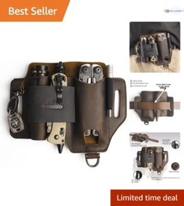 Leather Multitool Sheath EDC Pocket Organizer 3 Pouches Daily Use Gifts for Men - Picture 1 of 8