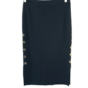 Carmen Marc Valvo Rock Damen Knopfdetail Bleistift schwarz gerade Stretch 6 - Bild 1 von 8