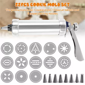 Cookie Press Kit DIY Biscuit Maker Press Kit with 8 Icing Nozzles☮ - Picture 1 of 12