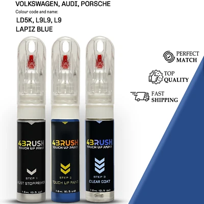 4BRUSH for VW,AUDI,PORSCHE LD5K,L9L9,L9 LAPIZ BLUE Touch Up Paint Scratch Repair Kit
