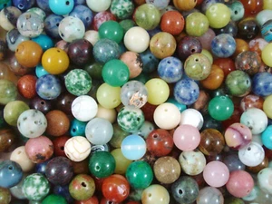 Gemstone Beads 25pc Mix 10mm Round Semi Precious Gem Stone Natural - Foto 1 di 1
