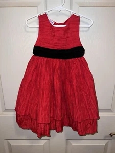 Blueberi Boulevard Toddler Girls Red Holiday Dress With Velvet Bow Size 24M - Picture 1 of 5
