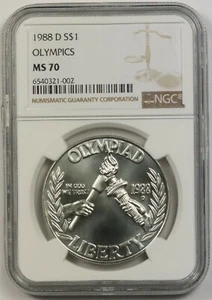 1988-D Olympics Seoul $1 NGC MS 70 Modern Commemorative Silver Dollar - Picture 1 of 4