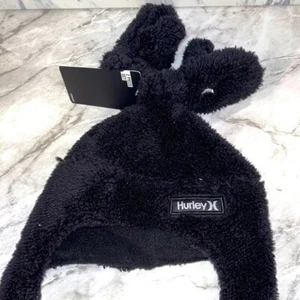 NEW Hurley toddler black fuzzy hat and gloves set - Picture 1 of 4