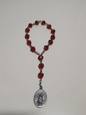 Vintage Catholic Red Glass Chaplet, Infant Of Prague Medal 
