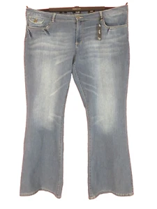 PNS1681- NWT a.n.a Women Cotton Denim Jean Pants Boot Cut Distressed Blue 24W - Picture 1 of 10