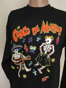 FOTL BEST CINCO DE MAYO SKELETONS GRAPHIC SWEATSHIRT Black CRISP M - Picture 1 of 11