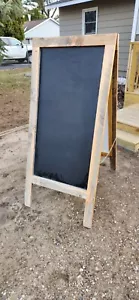 Reclaimed Wood Sidewalk Sign Sandwich Chalkboard/WhiteBoard Menu Sign 40" - Picture 1 of 3