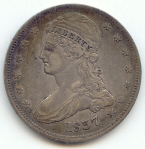 1837 Reeded Edge Capped Bust Half Dollar, Original XF