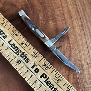 Vintage Schrade USA 330T Old Timer 2 Blade Folding Pocket Knife Jigged Handle - Picture 1 of 5