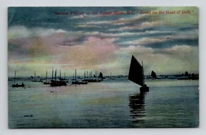 Postal Salmón Pesca Fraser Río Columbia Británica Mezzograph Espalda Indivisa - Imagen 1 de 2