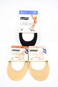 3 No Nonsense Very Sheer Low Liners 2/NUDE BEIGE 1/ BLACK Lace Trim Shoe Sz 4-10 - Picture 1 of 2