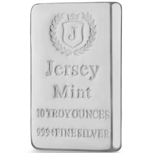 Jersey Mint 10 oz 0,999 Silberbarren gegossen - kostenloser Versand - auf Lager - Bild 1 von 4
