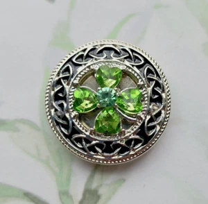 Magnetic Shamrock Crystal Lapel Pin. Horse Show Pin. Luck Lapel, Celtic Jewelry - Picture 1 of 6
