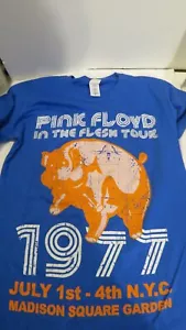 NWoT Pink Floyd 1977 In The Flesh Tour Blue Graphic Repo T-Shirt Size M - Picture 1 of 4