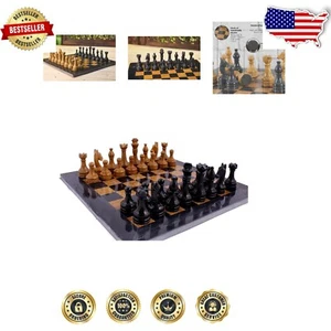 Luxus handgefertigtes Marmor Schachspiel - 15 Zoll schwarz und golden Spiel für Erwachsene - Bild 1 von 7