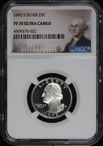1992-S Silver Washington Quarter NGC PF-70 Ultra Cameo - Picture 1 of 2