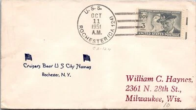 10.11.1951 - Cruisers Bear US City Names - USS Rochester - F40927 - Image 1 of 2
