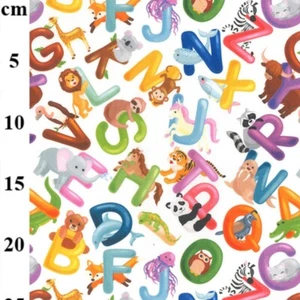 100% Cotton Digital Fabric Rose & Hubble Animal Alphabet Kids 150cm Wide - Picture 1 of 1