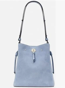 Kate Spade Marti Suede Large Bucket Bag Shoulder Bag Crossbody Dusty Blue - Picture 1 of 4