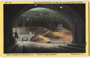 Túneles gemelos en autopista de peaje de Pensilvania, Carlisle y Harrisburg 1941 estanque postal - Imagen 1 de 2
