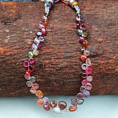 Natural Multi Color Spinel Gems 3 to 6mm Size Smooth Heart Shape Beads 7" Strand - Image 1 of 4