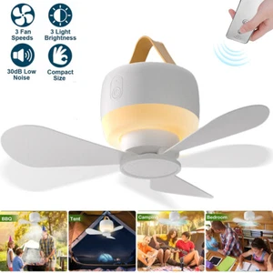 Portable 2 in1 Camping Fan Rechargeable USB Tent Fan w/LED Light Hanging 3600mAh - Picture 1 of 17