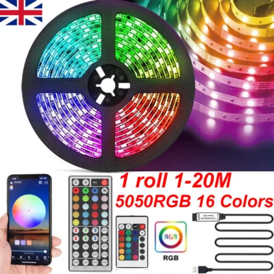 DAYDAYUP-UK 1-20m LED Strip Lights 5050 RGB Colour Changing Tape Cabinet Kitchen TV Lighting