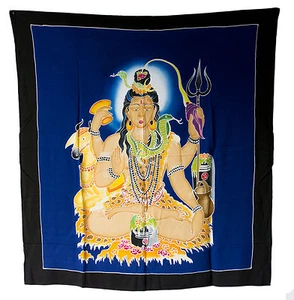Batik Lord Shiva Chakra Indù Deità Tenda Murale Yoga Blu 106 X 100Cm 25255 - Picture 1 of 3