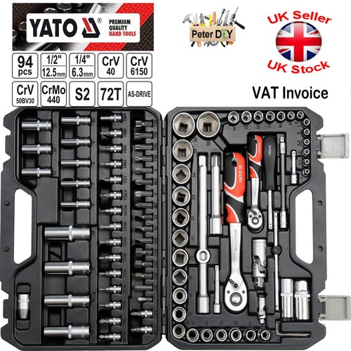 Yato Professional Toolbox 94 PCS Ratchet SOCKET SET AS-DRIVE 1/2 1/4 YT-12681