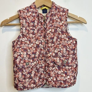 Baby Gap Light Weight Floral Sherpa Lined Puffer Vest Pink - Picture 1 of 6