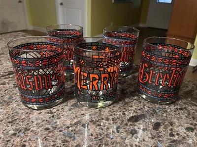 5 vasos navideños vintage Houze vidrieras temporada saludos bola baja Foto 1 de 4