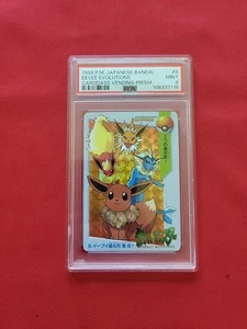 Pokemon: Eevee Evolutions PRISM Bandai Carddass Anime 1998 Japanese - PSA 9 MINT - Picture 1 of 24
