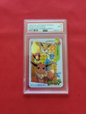 Pokemon: Eevee Evolutions PRISM Bandai Carddass Anime 1998 Japanese - PSA 9 MINT - Image 1 of 4