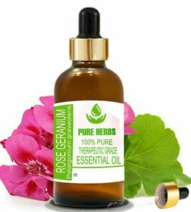 Aceite esencial de hierbas puras de geranio rosa 100 % puro y natural Pelargonium Graveolens - Imagen 1 de 7