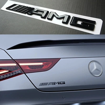 AMG für Mercedes Emblem Logo Heck Heckklappe Aufkleber Glänzend Schwarz NEU - Bild 1 von 4