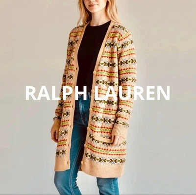 ⭐️Cardigan Largo Polo Ralph Lauren Fair Isle Lana Cachemira M Foto 1 de 4