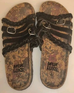 Muk Luks Damen-Sandalen grau zwei Bänder flach Pantoletten Größe 9 - Bild 1 von 7
